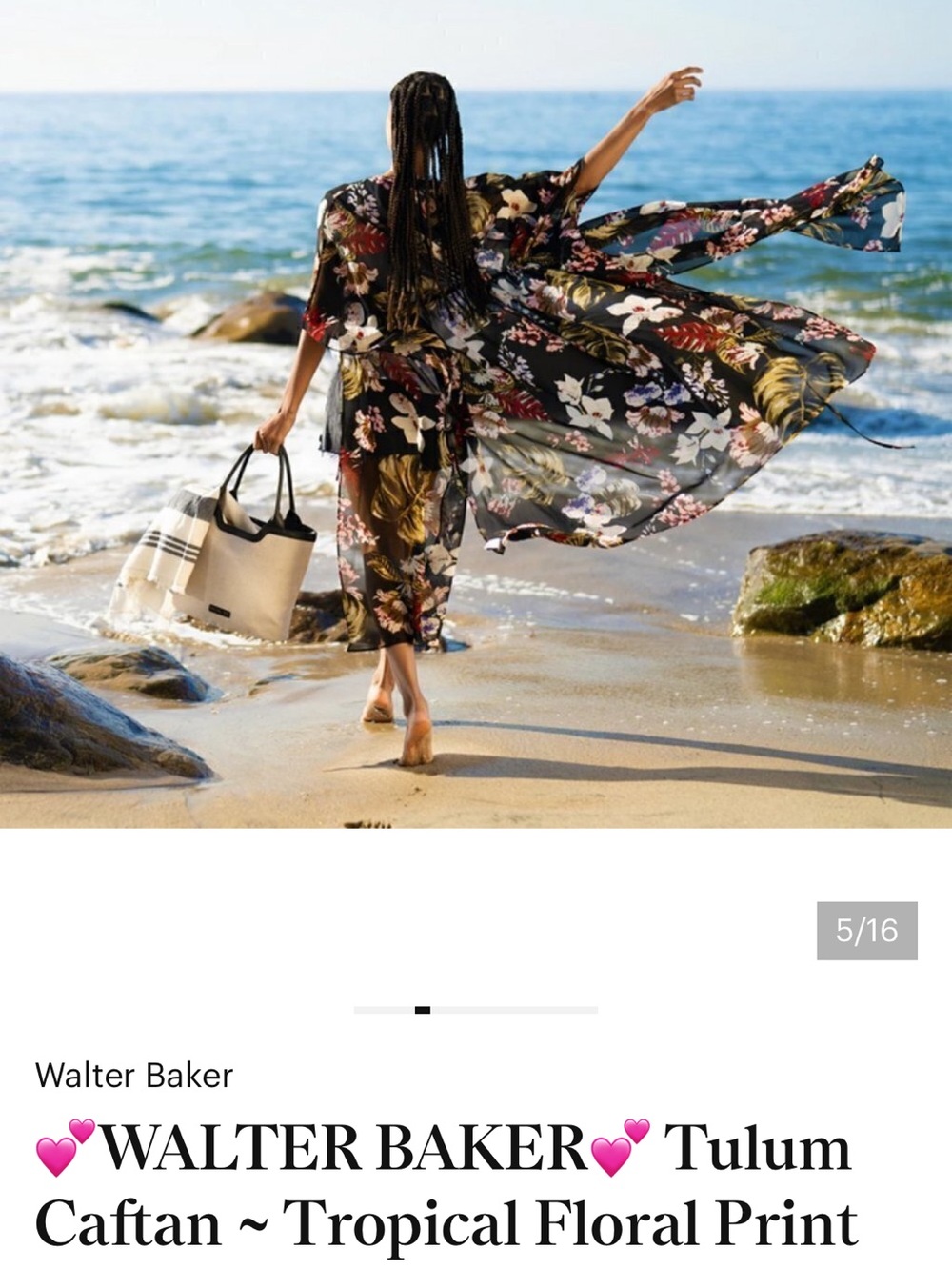 New Walter Baker Tulum Caftan~ Tropical Floral Print SEXY